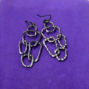💛 Blackened Silver Tone Abstract Earrings